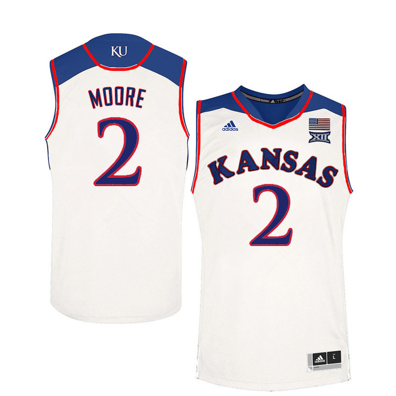 Men #2 Charlie Moore Kansas Jayhawks College Basketball Jerseys Sale-White